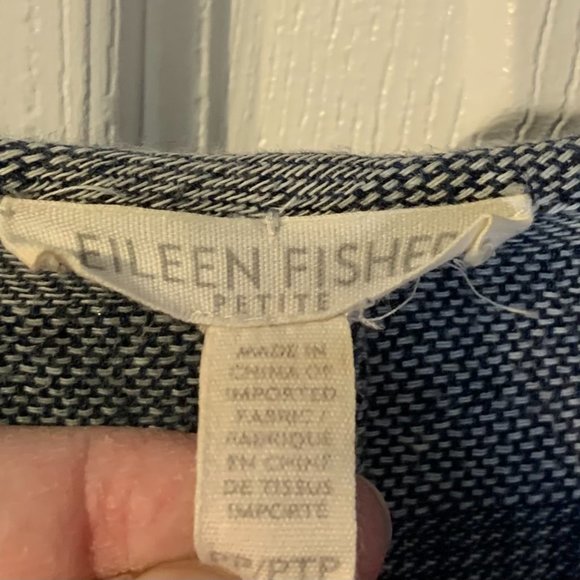 Eileen Fisher Women's Denim Jacket Petite Size PP 2P 4P Open Front Blue Boxy - Picture 5 of 6